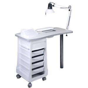 Sibel Table de Manucure Margot avec Aspirateur Integré et Bloc-Tiroirs Blanc