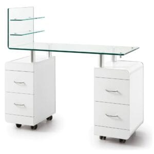 Sibel Table de Manucure Louise avec Bloc-Tiroirs Integré Blanc