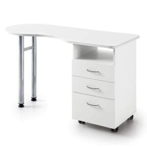 Sibel Table de Manucure Vivian avec Bloc-Tiroirs Intégré – Blanc